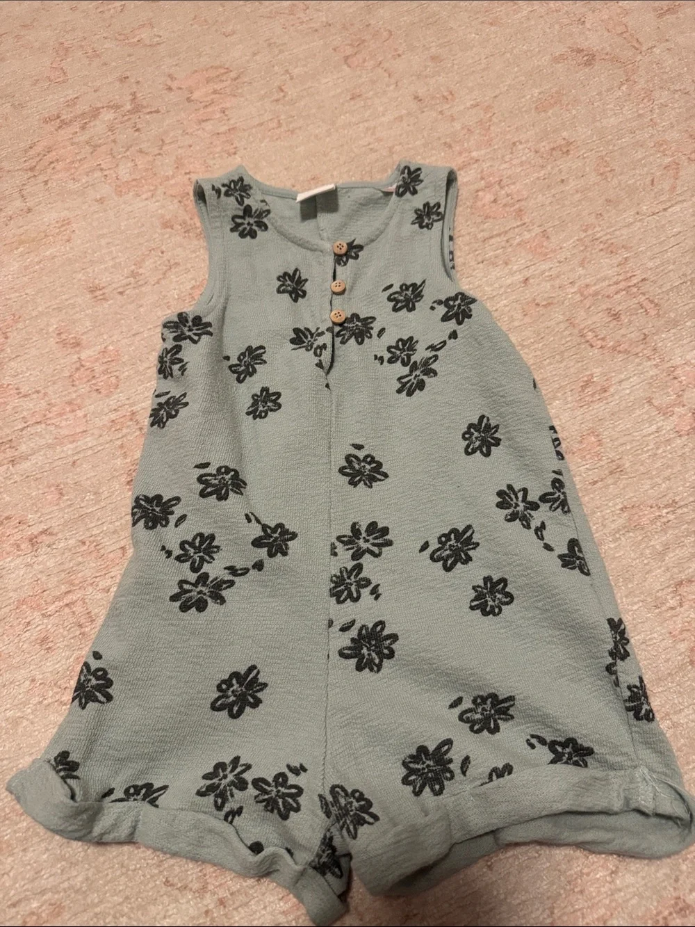 Zara Mint Green Floral Kids One-Piece Romper